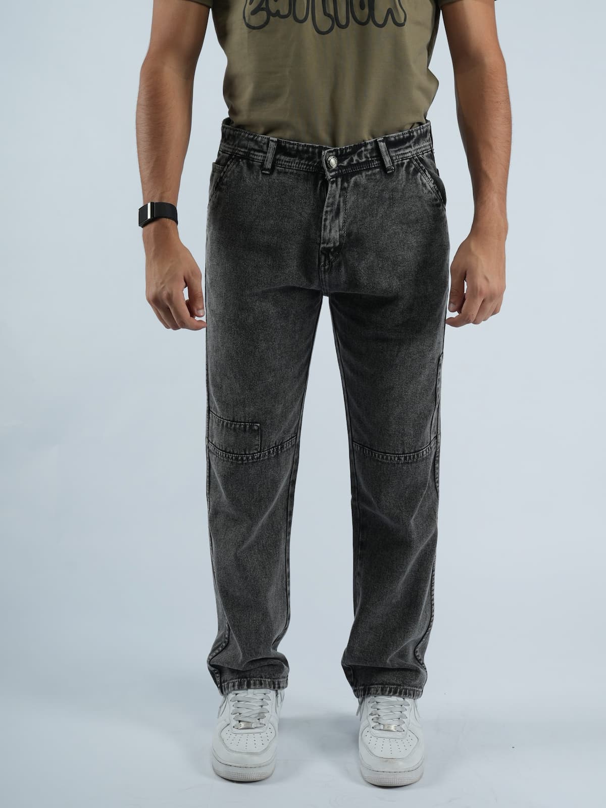 Men’s Straight Fit Washed Denim Jeans – 100% Cotton, Casual Wear